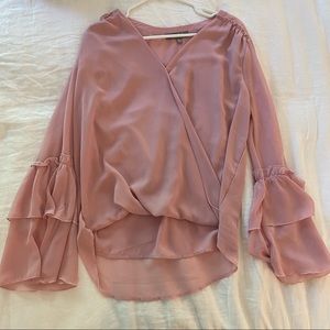 Pink crossover blouse